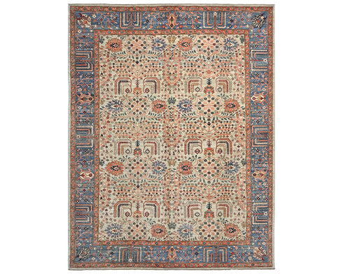9x12 Gray Blue Aryana Afghan Hand Knotted Veg Dye Wool Area Rug